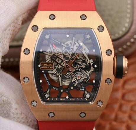 luxury Richard Mille RM035 rose gold red rubber watches replica